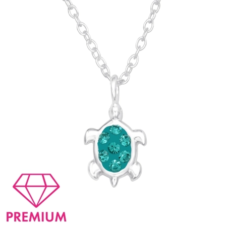 Korytnačka s krištáľmi na pancieri - Premium* Náhrdelníky s retiazkou šperky | All4silver