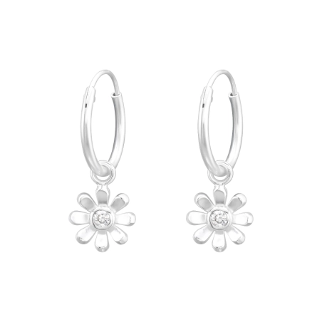 Zavesená kvetina Okrúhle náušnice šperky | All4silver