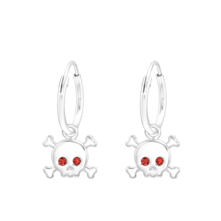 Zavesená lebka so siamskými krištáľmi Okrúhle náušnice šperky | All4silver