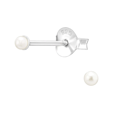 2mm syntetická perla Puzetové náušnice s perlou šperky | All4silver