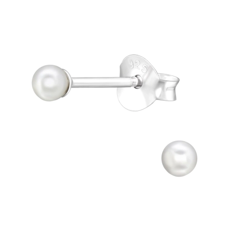 3 mm syntetická perla Puzetové náušnice s perlou šperky | All4silver