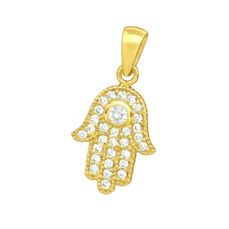 Hamsa pozlátená so zirkónmi Prívesky so zirkónom šperky | All4silver
