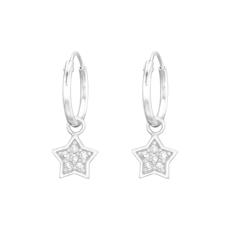 Zavesená Hviezda Okrúhle náušnice šperky | All4silver