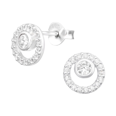 Okrúhle zdobené zirkónmi Puzetové náušnice so zirkónom šperky | All4silver