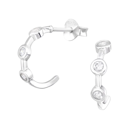 polovica obruč - 925 Mincový Striebro #SC# s zirkóny #41306 | #AN#