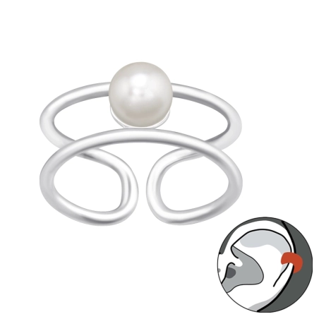 geometrický - 925 Mincový Striebro #SC# s perla #41156 | #AN#