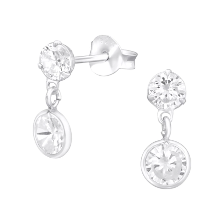 Okrúhle a visiacim zirkónom Puzetové náušnice so zirkónom šperky | All4silver