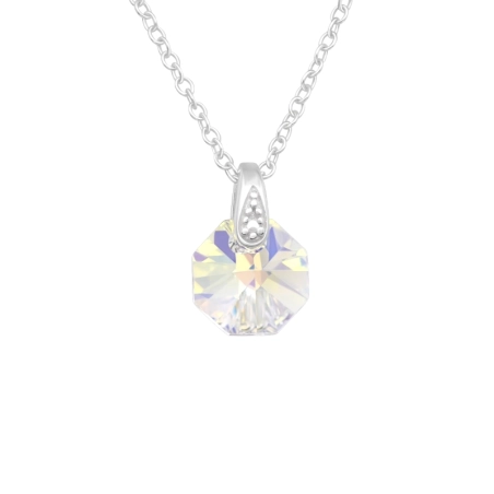 osemuholník - 925 Mincový Striebro #SC# s krištáľ #40945 | #AN#