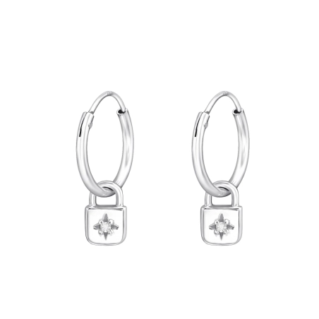 Krúžky so zaveseným zámkom Okrúhle náušnice šperky | All4silver