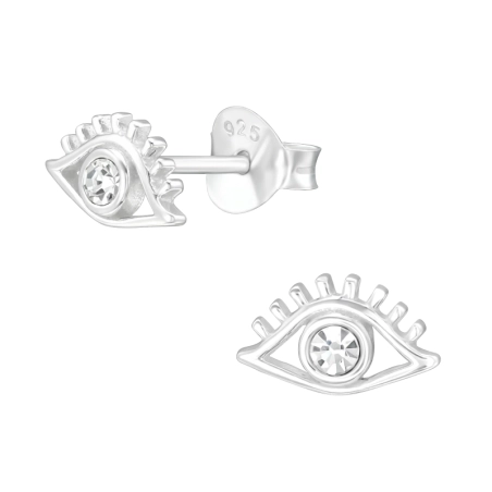 Symbol Zlého Oka Krištáľové puzetové náušnice šperky | All4silver