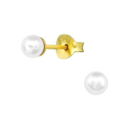 4mm Kolo Puzetové náušnice s perlou šperky | All4silver