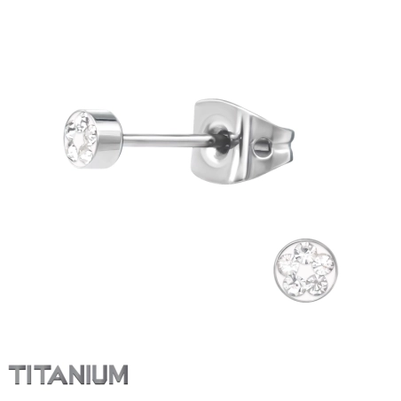 Titánové Guľaté Ucho S Kryštálmi Titánové náušnice šperky | All4silver