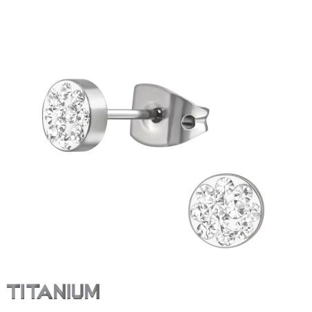 Titánové Guľaté Ucho S Kryštálmi Titánové náušnice šperky | All4silver
