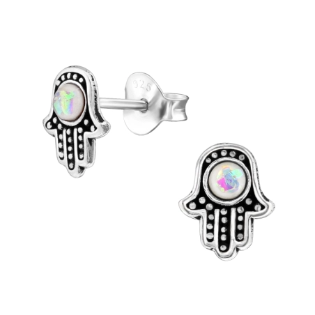 Hamsa Puzetové náušnice s polodrahokamom šperky | All4silver