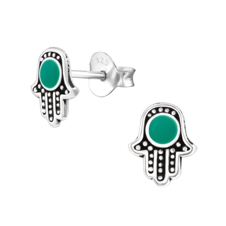 Hamsa Puzetové náušnice s polodrahokamom šperky | All4silver