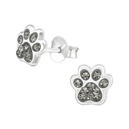 Paw Tlač Puzetové náušnice s kameňmi šperky | All4silver