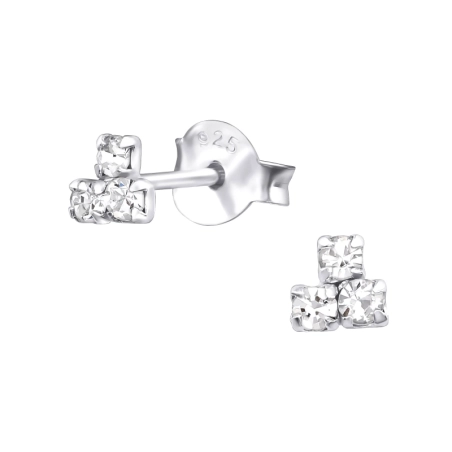Trojuholník Krištáľové puzetové náušnice šperky | All4silver