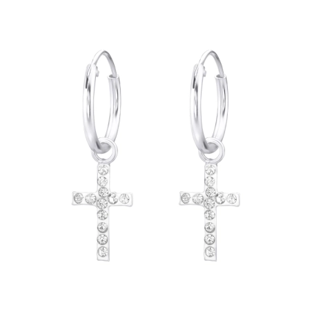 visí kríž - 925 Mincový Striebro #SC# s krištáľ #33165 | #AN#