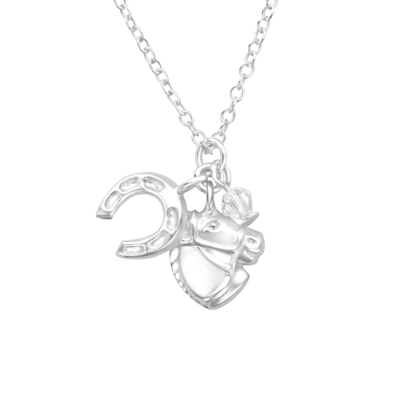 milovníci koní - 925 Mincový Striebro #SC# s krištáľ #32730 | #AN#