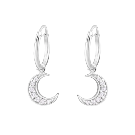 Závesný Mesiac Okrúhle náušnice šperky | All4silver