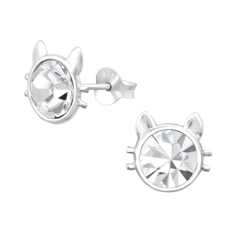 Mačka Puzetové náušnice s kameňmi šperky | All4silver