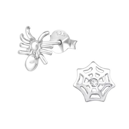 Pavúk A Pavučina Krištáľové puzetové náušnice šperky | All4silver