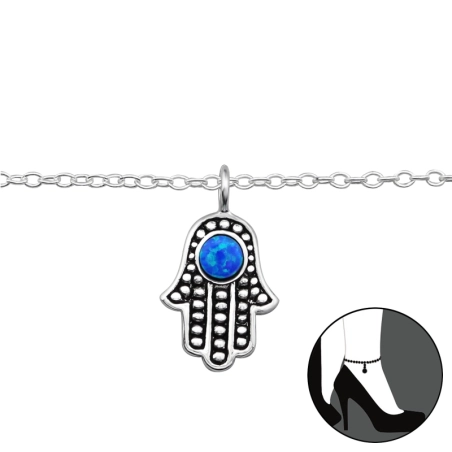 Hamsa - 925 Mincový Striebro #SC# s opál #29966 | #AN#