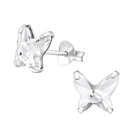 Motýľ Krištáľové puzetové náušnice šperky | All4silver