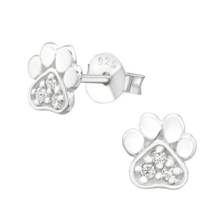 Paw Tlač Puzetové náušnice so zirkónom šperky | All4silver
