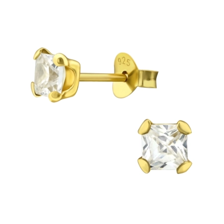 Square 4mm Základné náušnice šperky | All4silver