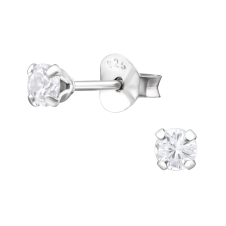 Strieborné okrúhle 3mm Základné náušnice šperky | All4silver