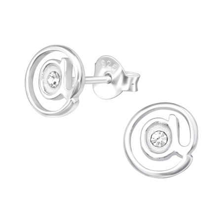 Znak @ Krištáľové puzetové náušnice šperky | All4silver