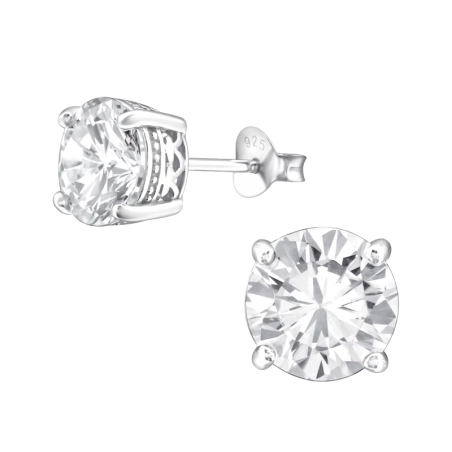 Round 8mm Puzetové náušnice so zirkónom šperky | All4silver