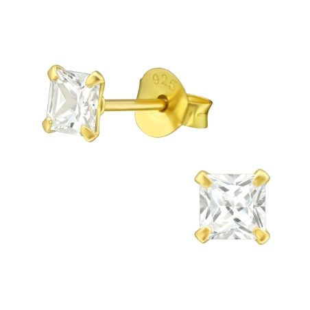 Square 4mm Základné náušnice šperky | All4silver