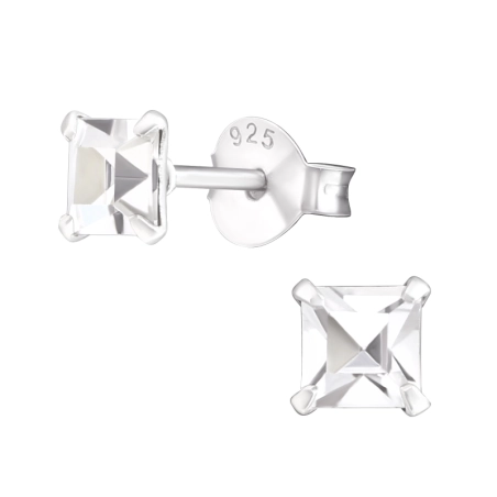 Square 4mm Základné náušnice šperky | All4silver