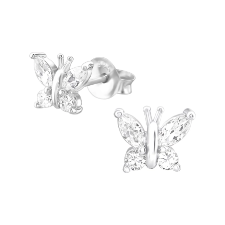 Motýľ Puzetové náušnice so zirkónom šperky | All4silver