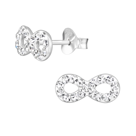 Strieborné nekonečno Krištáľové puzetové náušnice šperky | All4silver