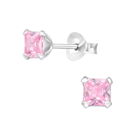Square 4mm Základné náušnice šperky | All4silver