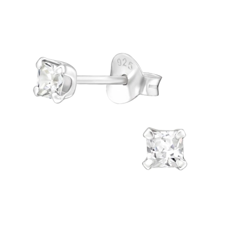 Square 3 mm Základné náušnice šperky | All4silver
