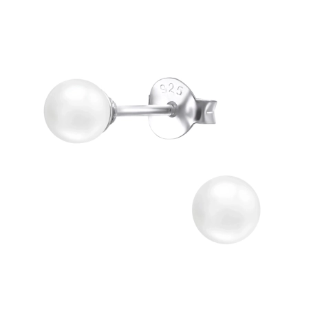4mm Puzetové náušnice s perlou šperky | All4silver