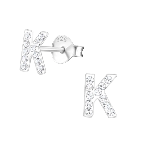 "K" Puzetové náušnice s kameňmi šperky | All4silver