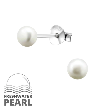 4mm Puzetové náušnice s perlou šperky | All4silver