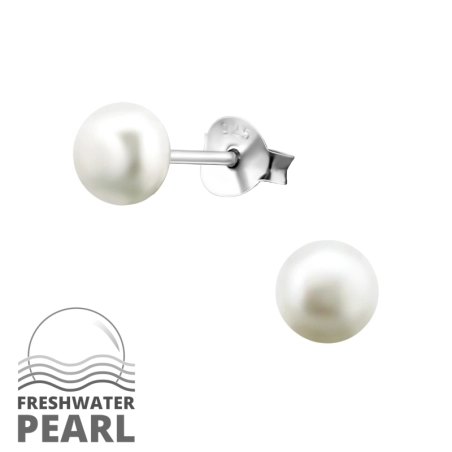 5mm Puzetové náušnice s perlou šperky | All4silver