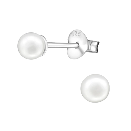 4mm Puzetové náušnice s perlou šperky | All4silver