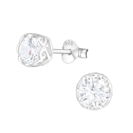 Guľatý 5mm Puzetové náušnice so zirkónom šperky | All4silver