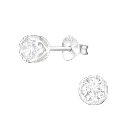 Guľatá 4mm Puzetové náušnice so zirkónom šperky | All4silver