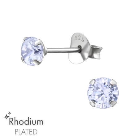4 mm Okrúhly zirkón Puzetové náušnice so zirkónom šperky | All4silver