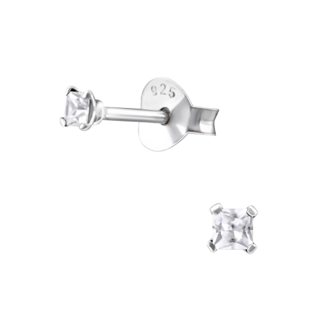 Square 2 mm Základné náušnice šperky | All4silver