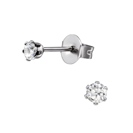 Round 3 mm Puzetové náušnice z ocele šperky | All4silver