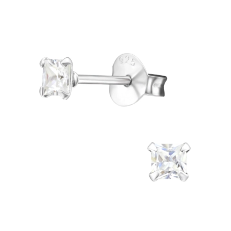 Square 3 mm Základné náušnice šperky | All4silver